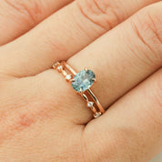 Sara Ring - 1.00ct Teal Blue Montana Sapphire, 14k Rose Gold (One of a kind)