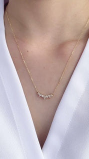 Gloria Curved Diamond Necklace 7 Stones
