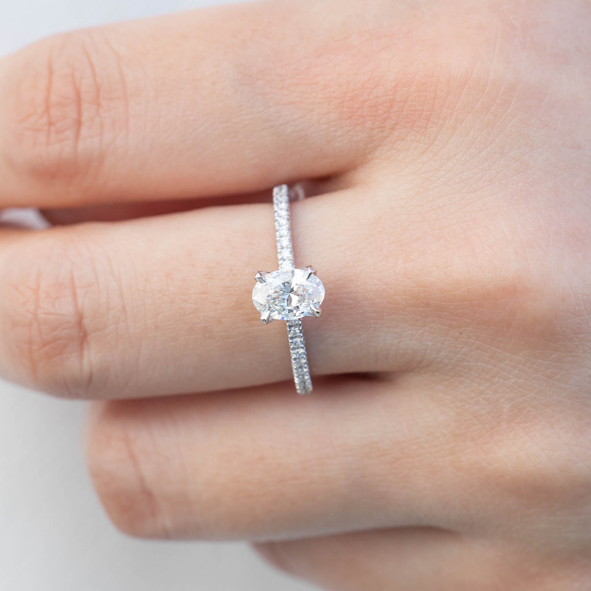 Maria Ring, GIA certified 0.70ct Oval Brilliant Cut Diamond, 14k White Gold (One of a kind)