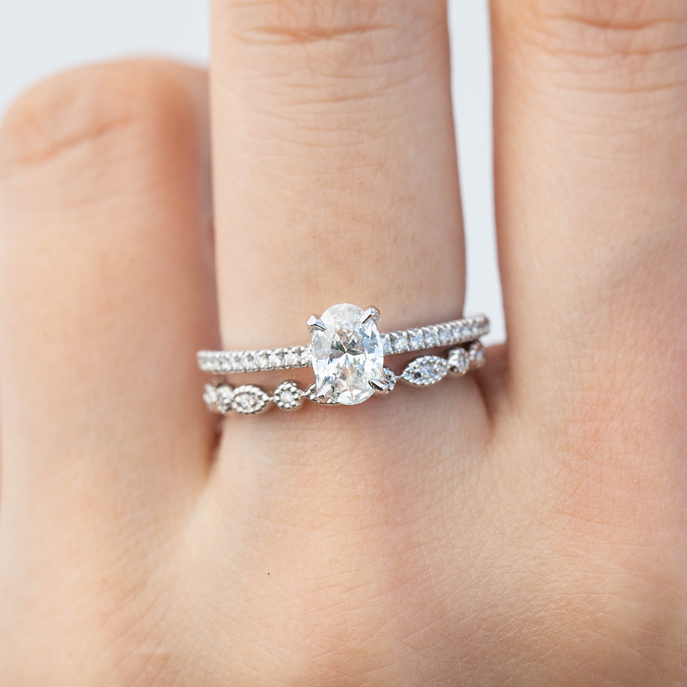 Maria Ring, GIA certified 0.70ct Oval Brilliant Cut Diamond, 14k White Gold (One of a kind)
