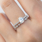 Maria Ring, GIA certified 0.70ct Oval Brilliant Cut Diamond, 14k White Gold (One of a kind)