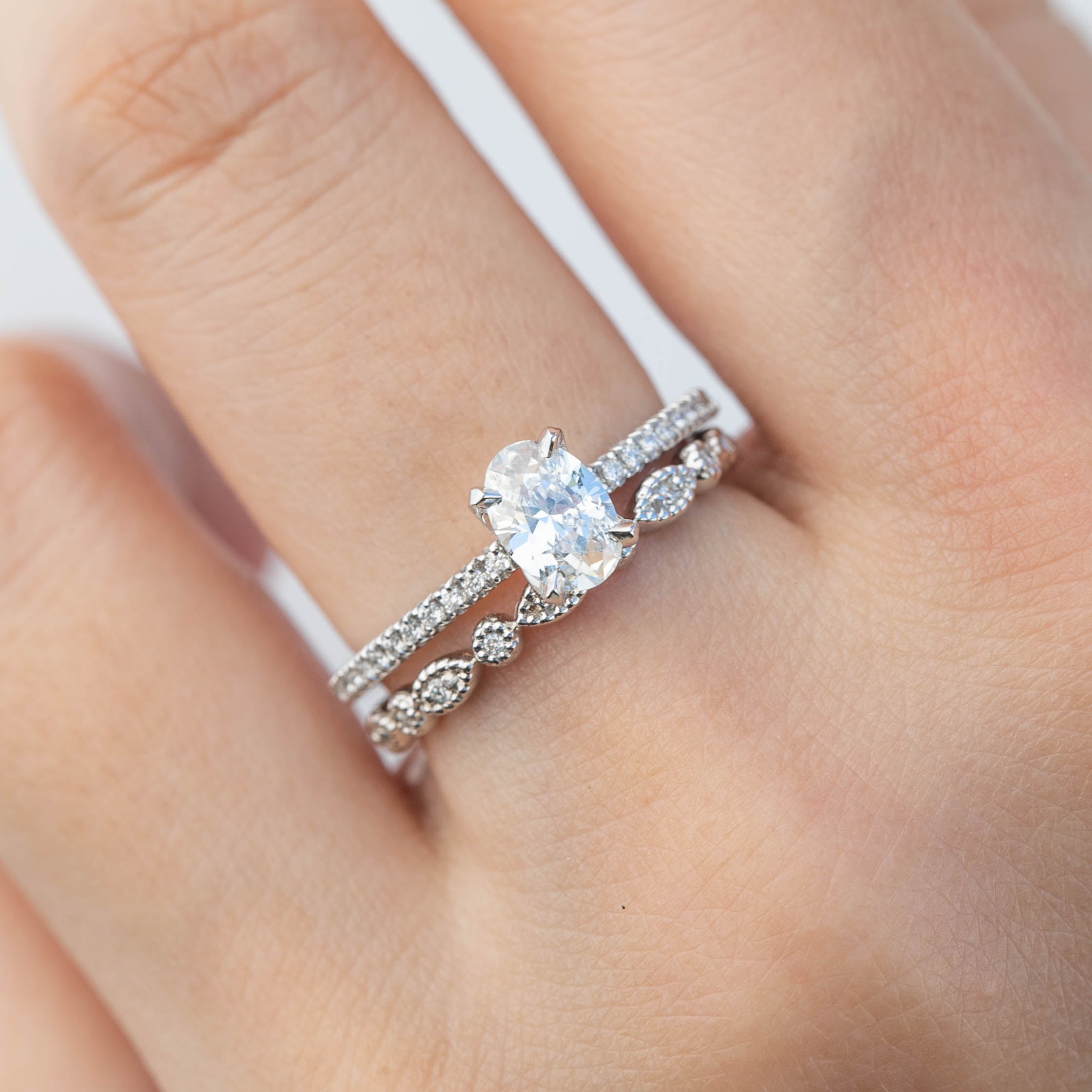 Maria Ring, GIA certified 0.70ct Oval Brilliant Cut Diamond, 14k White Gold (One of a kind)