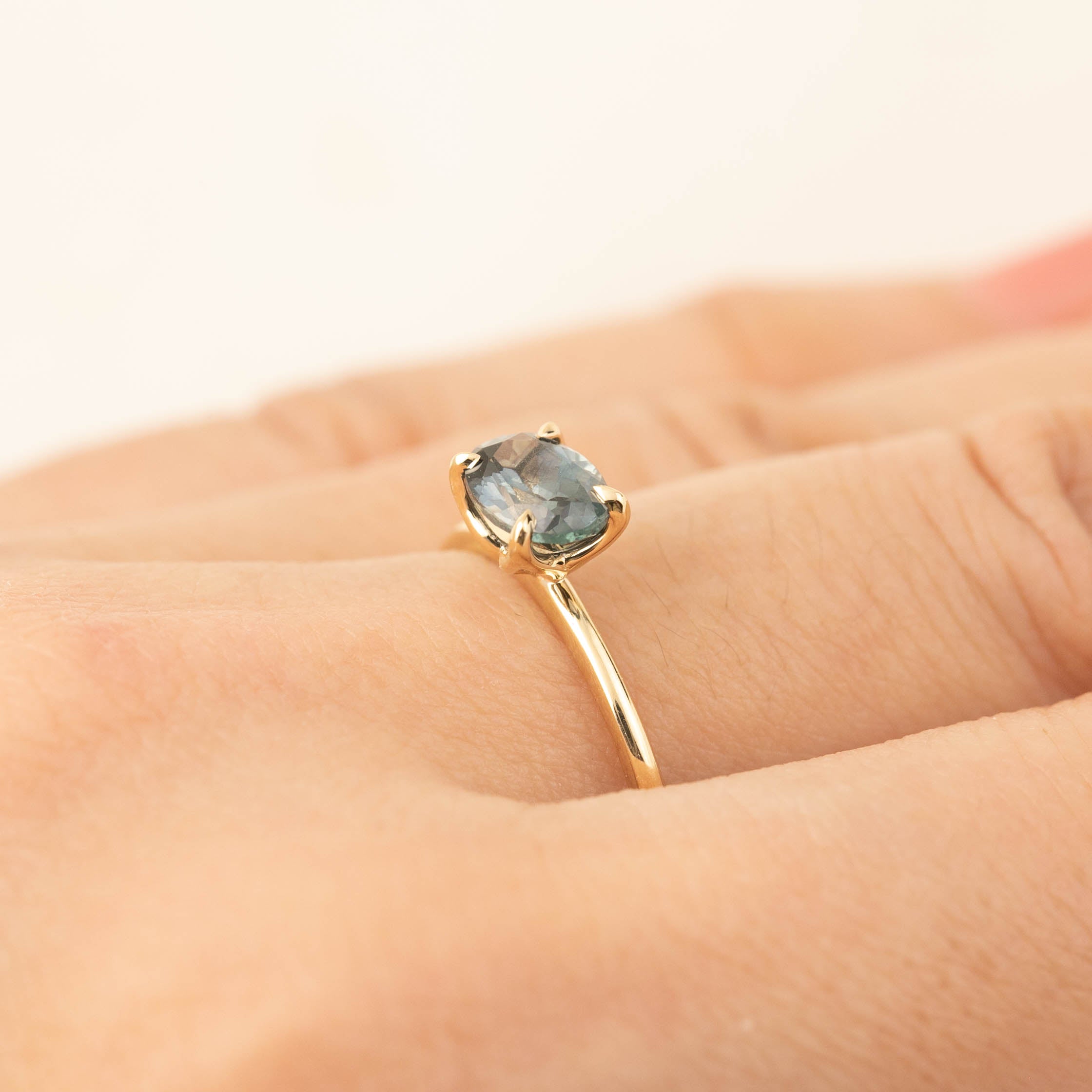 Sara Ring -1.12ct Blue Green Montana Sapphire (One of a kind)