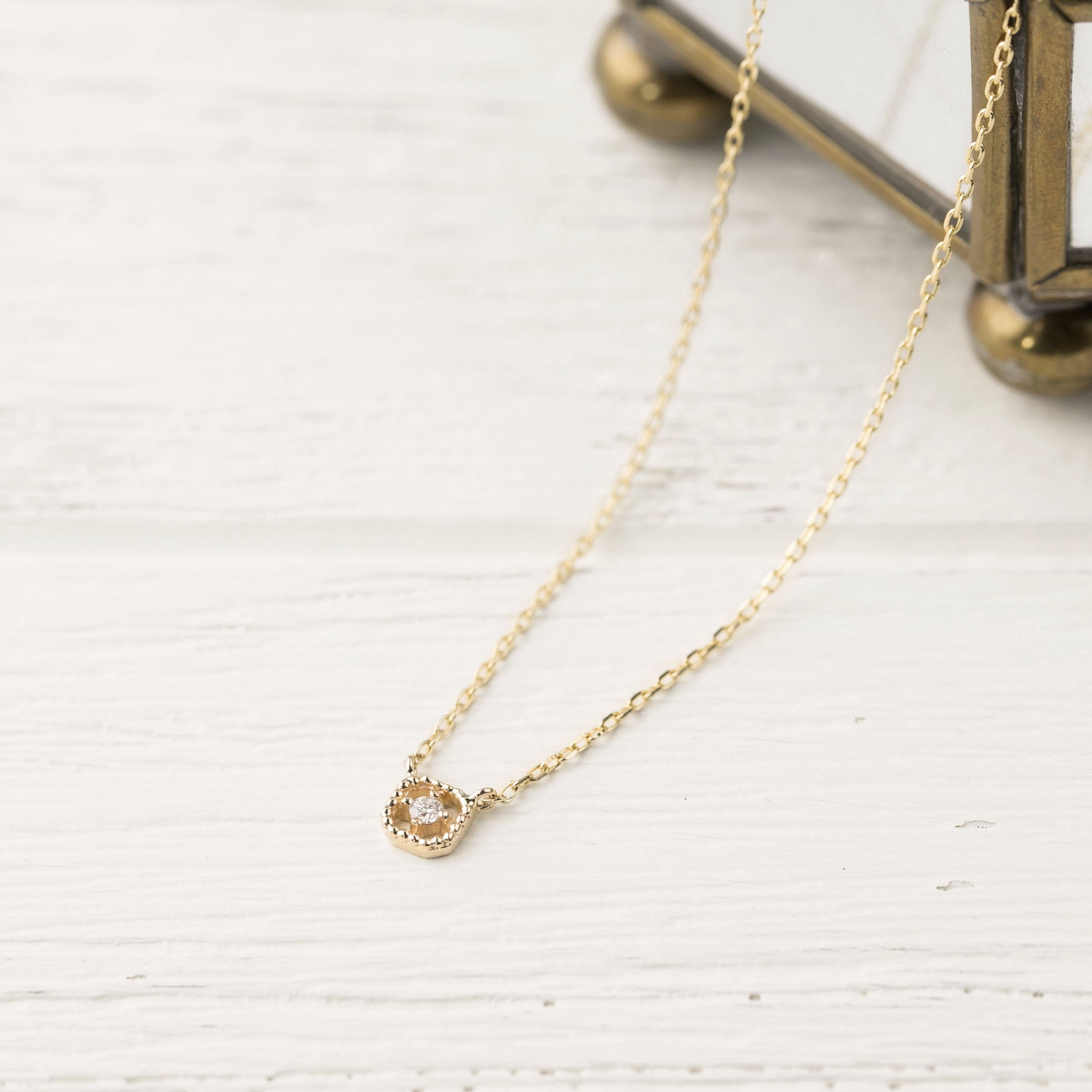 Milgrain Square Diamond Necklace