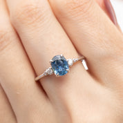 Estel Ring 1.42ct Oval Blue Sapphire, 14K White Gold (One of a kind)