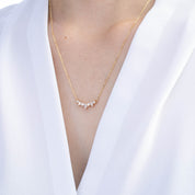 Gloria Curved Diamond Necklace 7 Stones