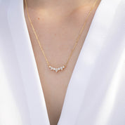 Gloria Curved Diamond Necklace 7 Stones