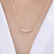 Gloria Curved Diamond Necklace 7 Stones