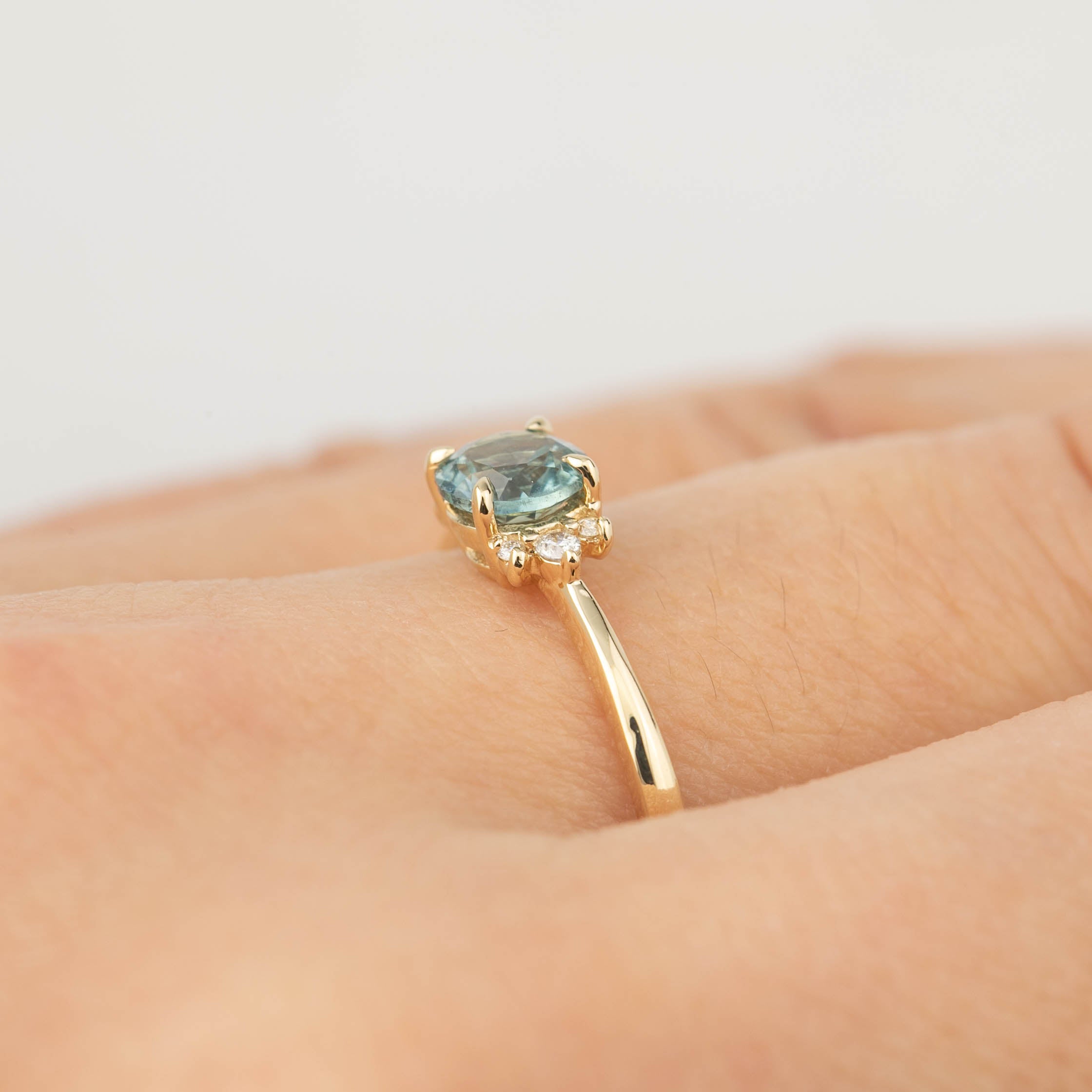 Lena Ring - 0.66ct Teal Montana Sapphire (one of a kind)