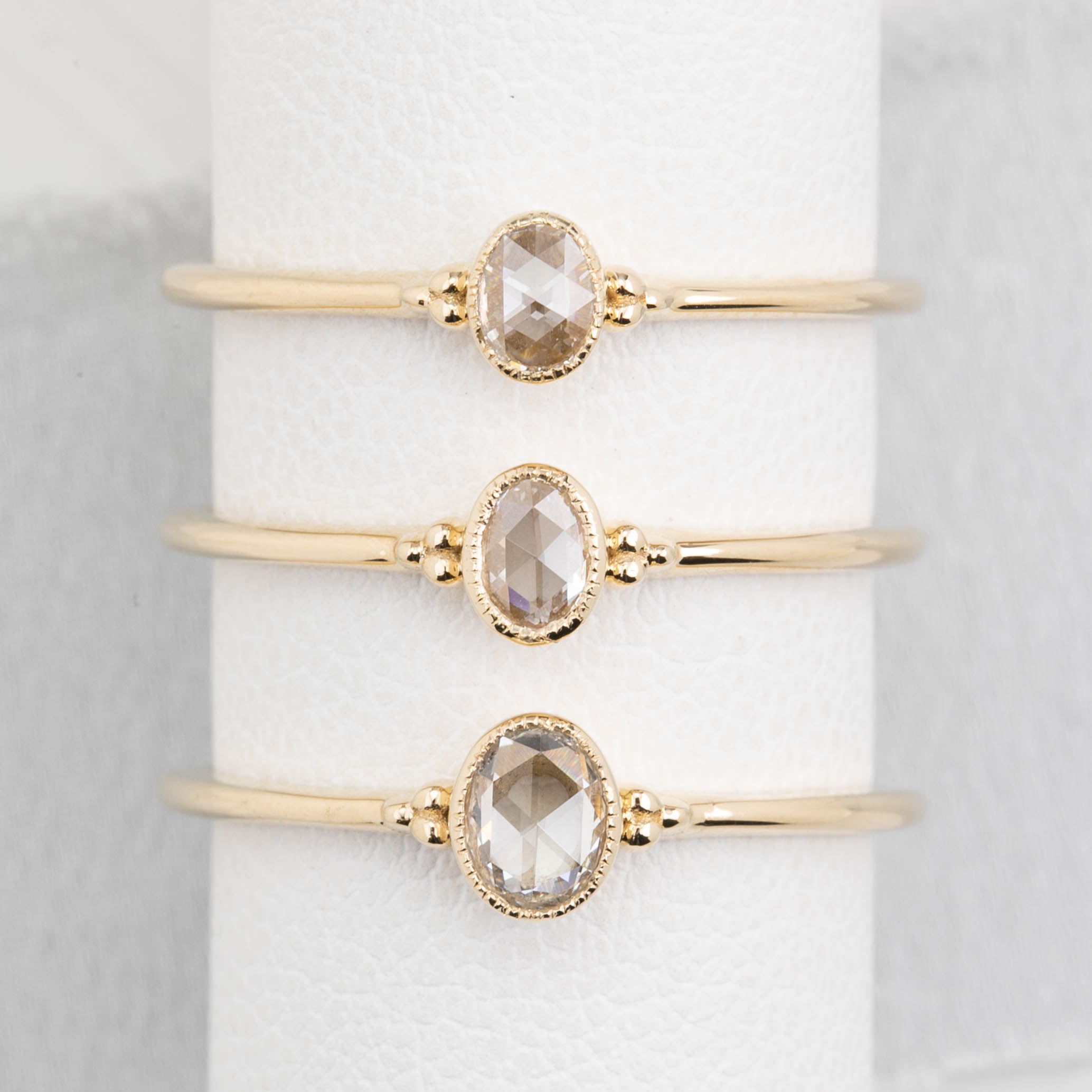 Iris Ring, 0.08-0.18ct Rose Cut Diamond, 14k Yellow Gold (One of a kind)