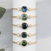Moon & Star Ring 4.5mm 0.45ct Blue Queensland Sapphire 14K Yellow Gold