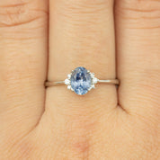 Lena Ring -0.91ct Light Aqua Blue Montana Sapphire, 14k White Gold  (One of a kind)