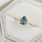 Estel Fleur Ring 1.41ct Blue Green Montana Sapphire, 14K Yellow Gold (One of a kind)