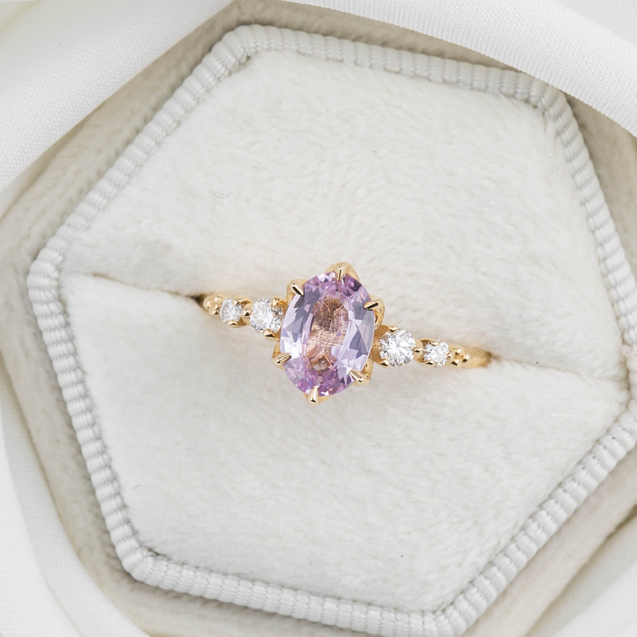 【一点物】エステルフルールリング ・1.19ct・非加熱マダガスカル産ライトピンクサファイア・K14YG