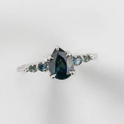 Estel Fleur Ring, 1.05ct Green Montana Sapphire, 14K White Gold (One of a kind)