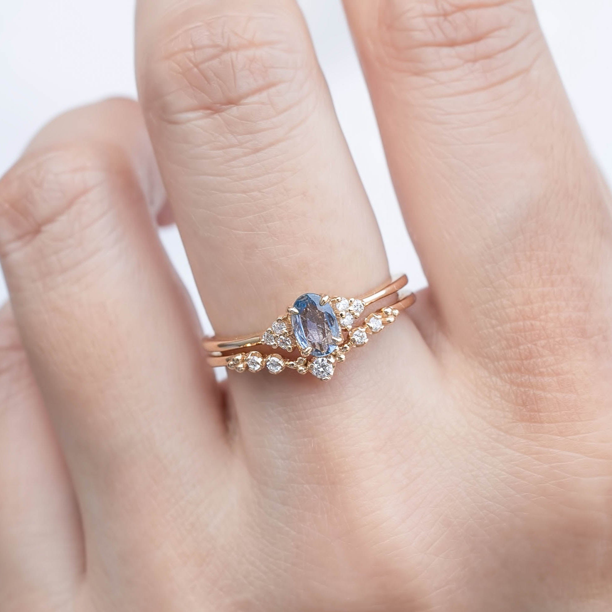 Teresa Ring, 0.45ct Blue Sapphire, oval shape gemstone
