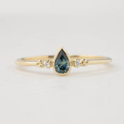 Estel Ring - 0.35ct Unheated Blue Teardrop Sapphire