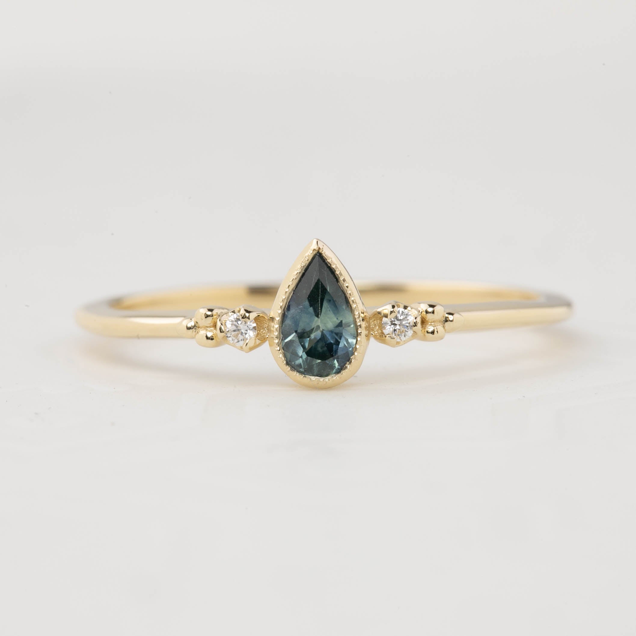 Estel Ring - 0.35ct Unheated Blue Teardrop Sapphire