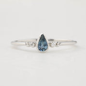 Estel Ring - 0.35ct Unheated Blue Teardrop Sapphire, 14k White Gold