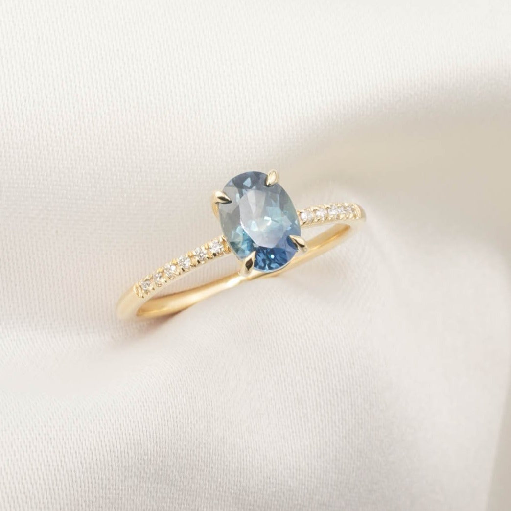 Audrey Ring - 1.44ct Blue-Green Montana Sapphire (One of a kind)