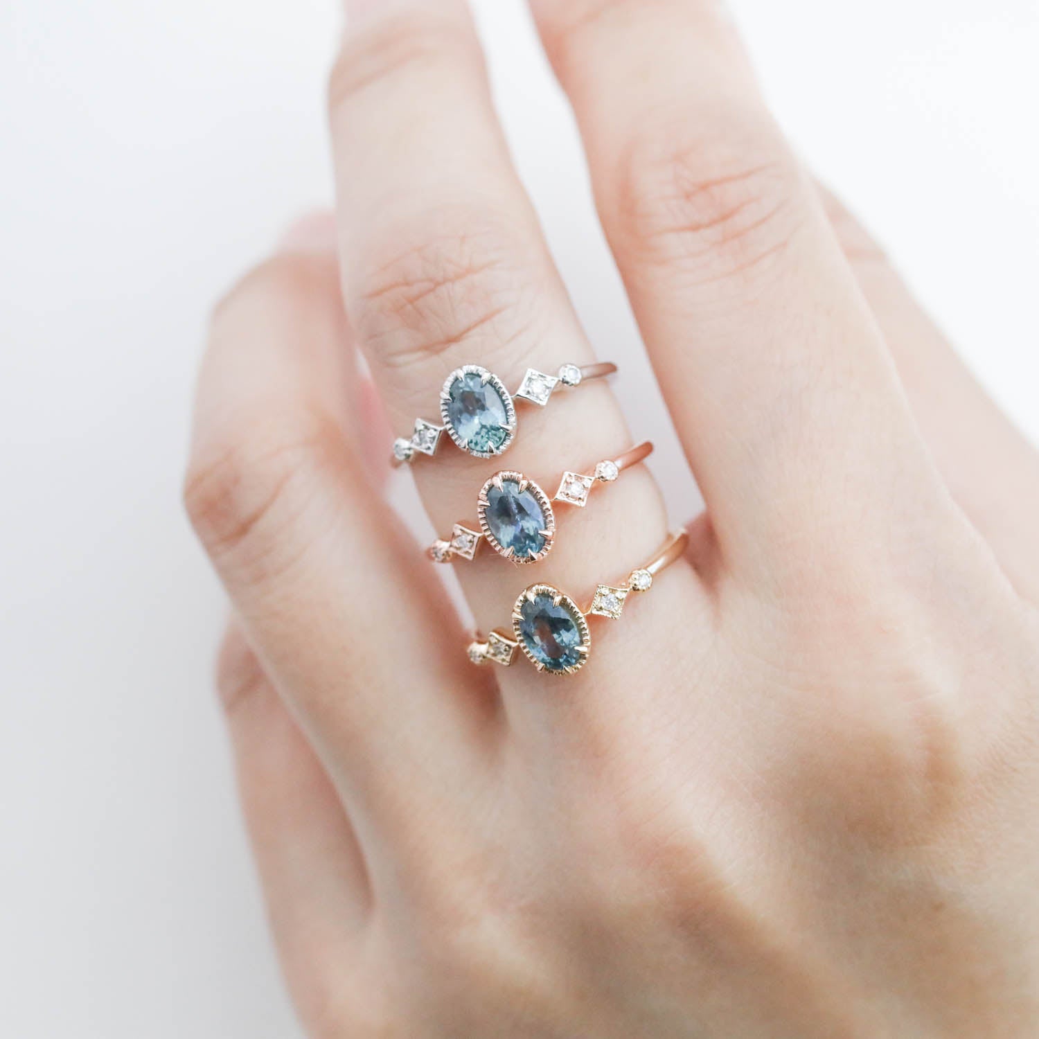 Stella Ring 6x4mm 0.60ct Teal Blue Montana Sapphire