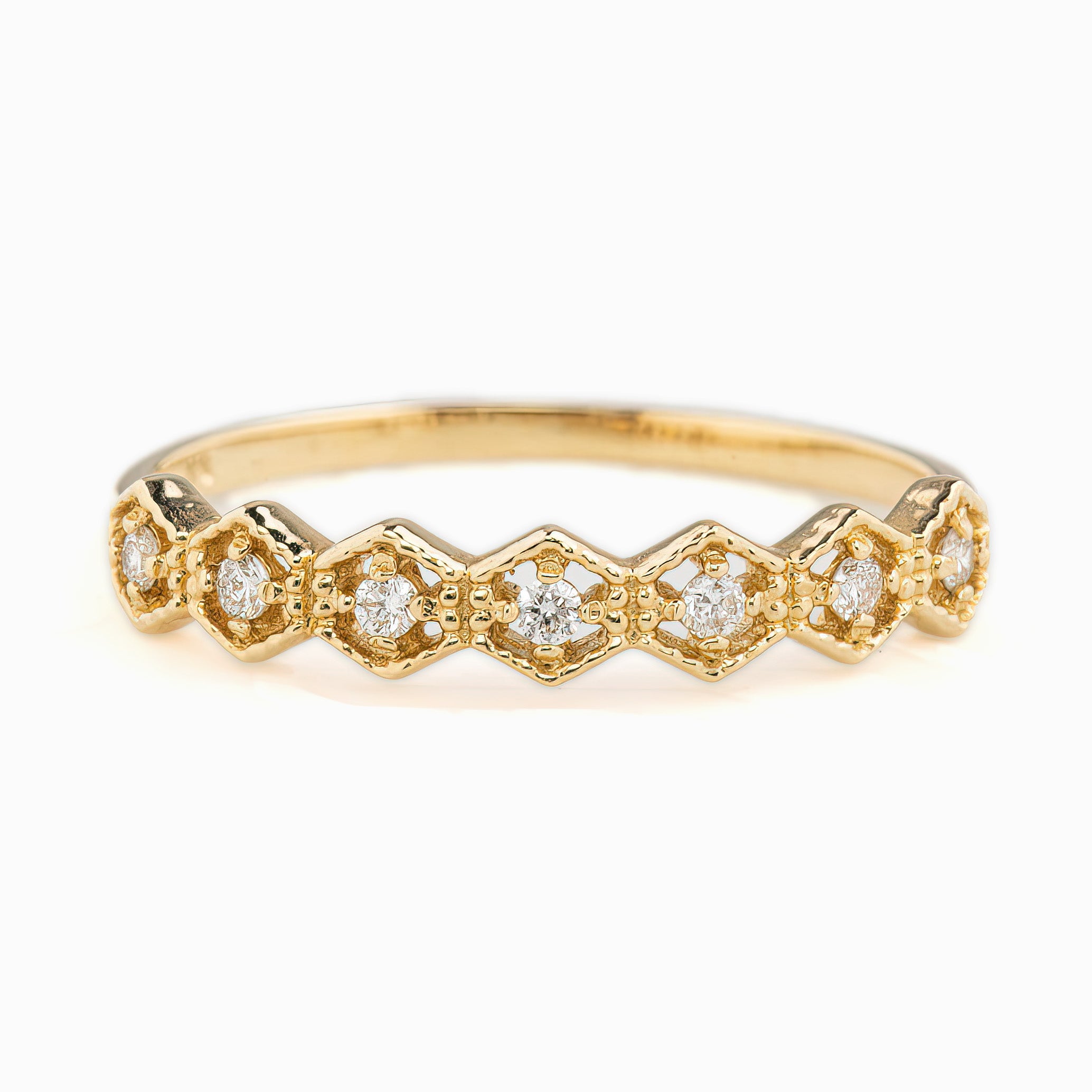Milgrain Hexagon Ring