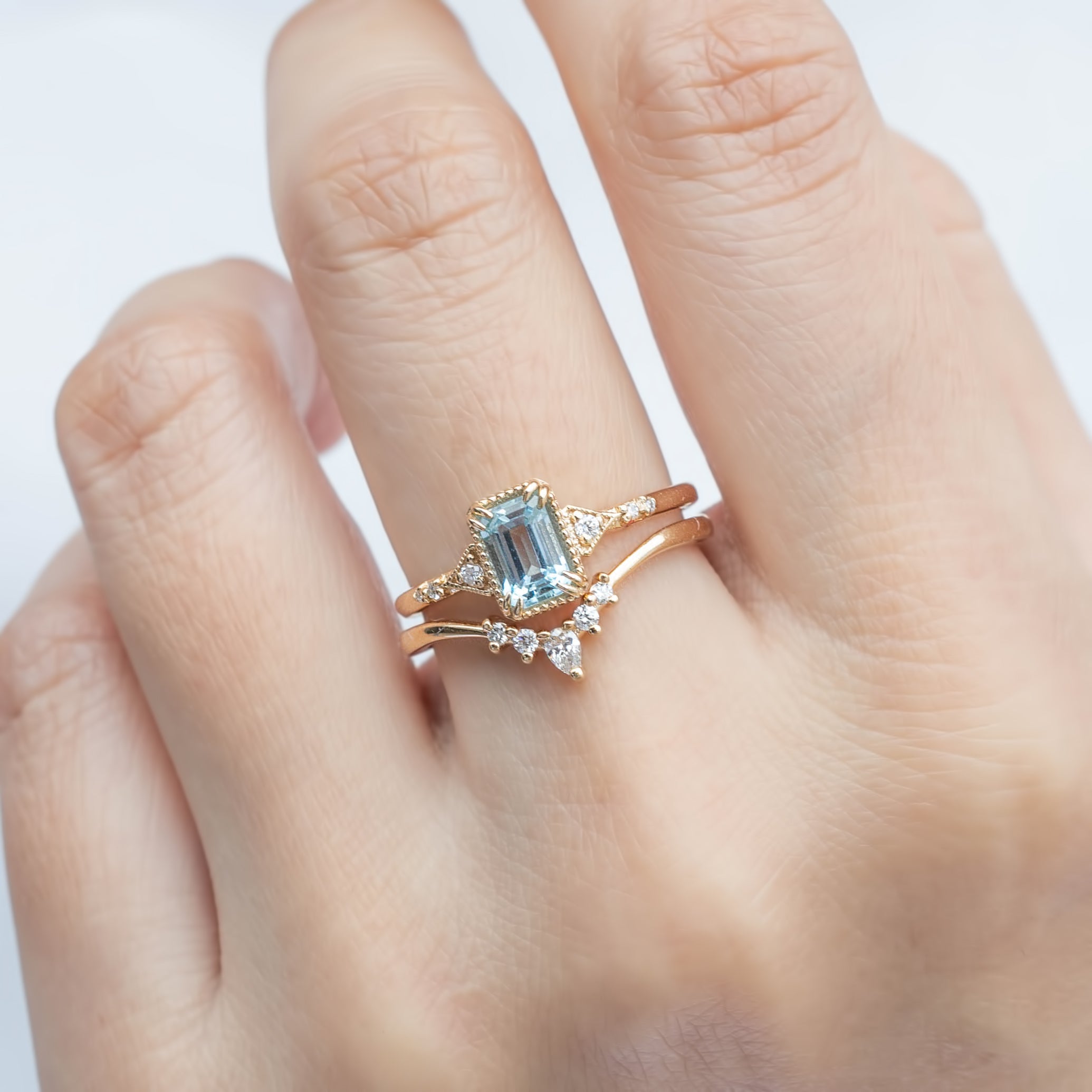 【即日配送】アガサリング・0.60ct・アクアマリン・K14YG