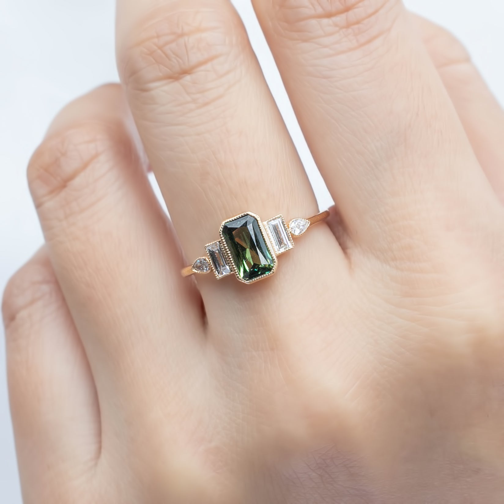 Edith Ring - 1.06ct Green Queensland Sapphire (One of a kind)