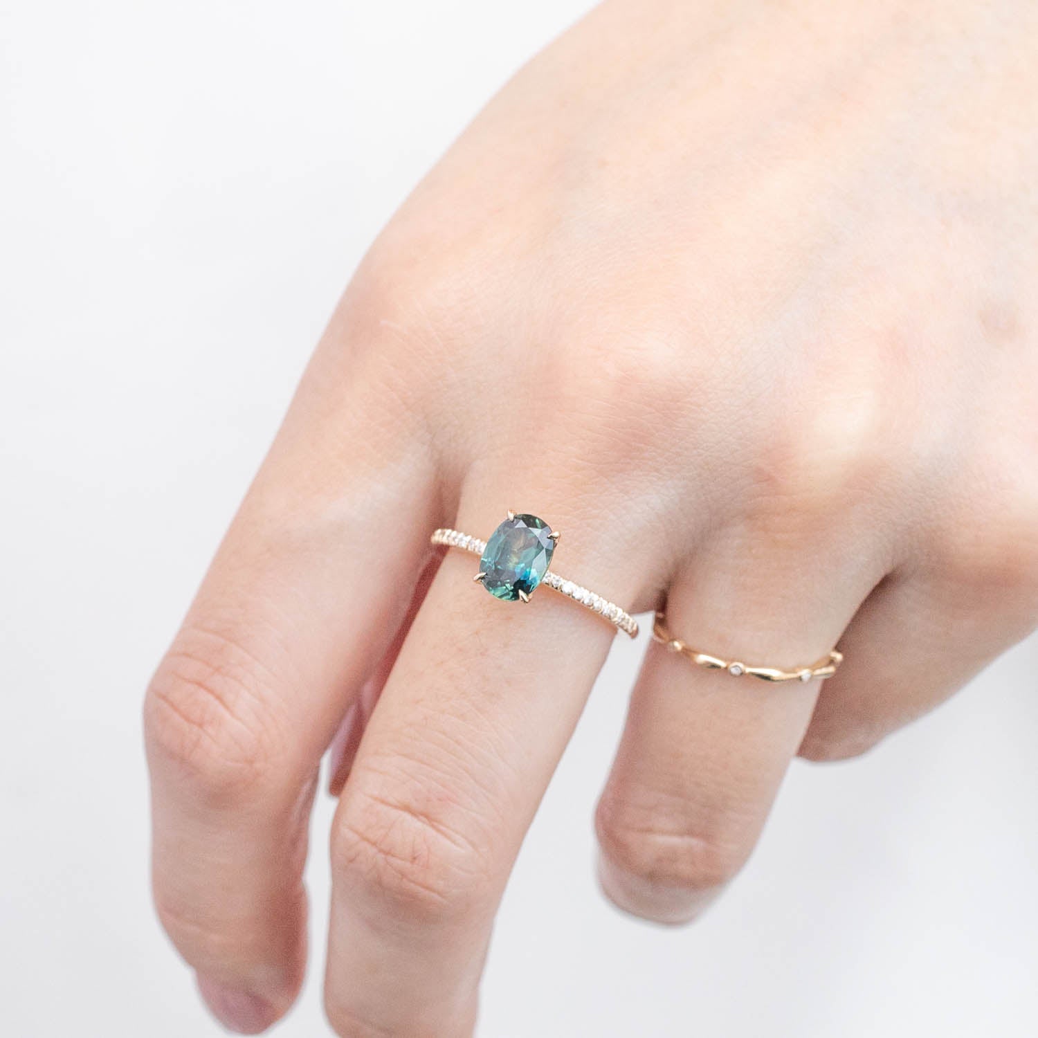 【即日配送】マリアリング ・1.53ct・非加熱クイーンズランド産グリーンサファイア・K14YG