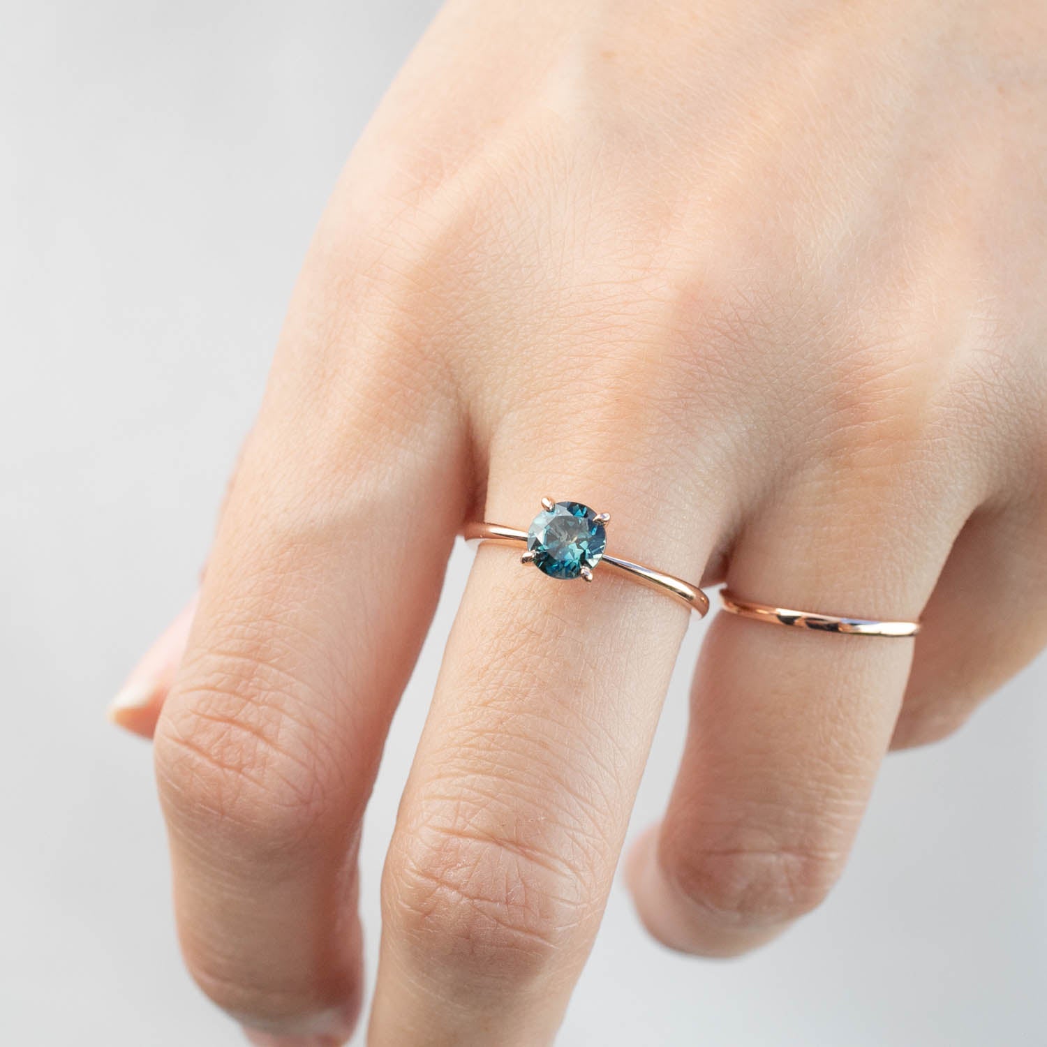 Jane Ring - 0.96ct Blue-Green Queensland Sapphire, 14k Rose Gold (One of a kind)