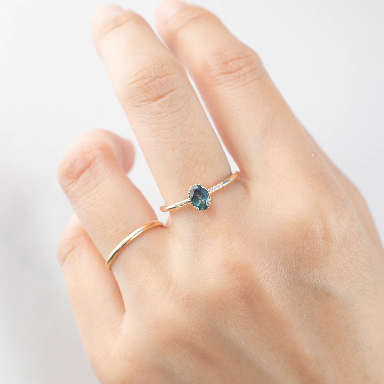 Grace Ring - 6x4mm 0.60ct Blue Montana Sapphire, 14k Yellow Gold