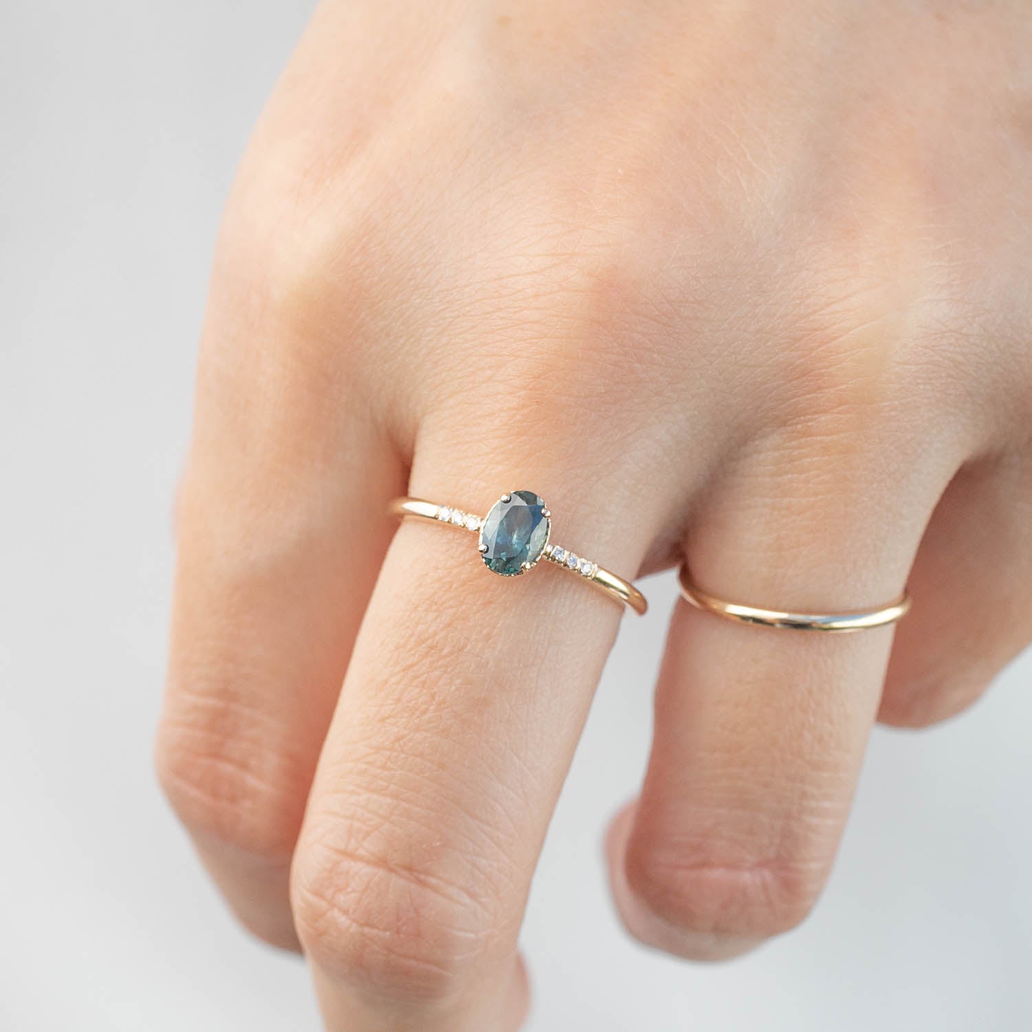 Grace Ring - 6x4mm 0.60ct Blue Montana Sapphire, 14k Yellow Gold