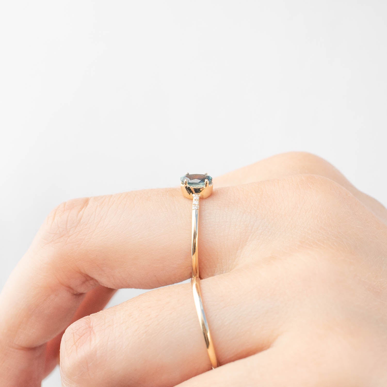 【即日配送】グレースリング ・0.60ct・モンタナ産ティールブルーサファイア・K14YG