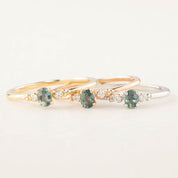 Estel Ring, 0.20ct Unheated Blue Green Sapphire