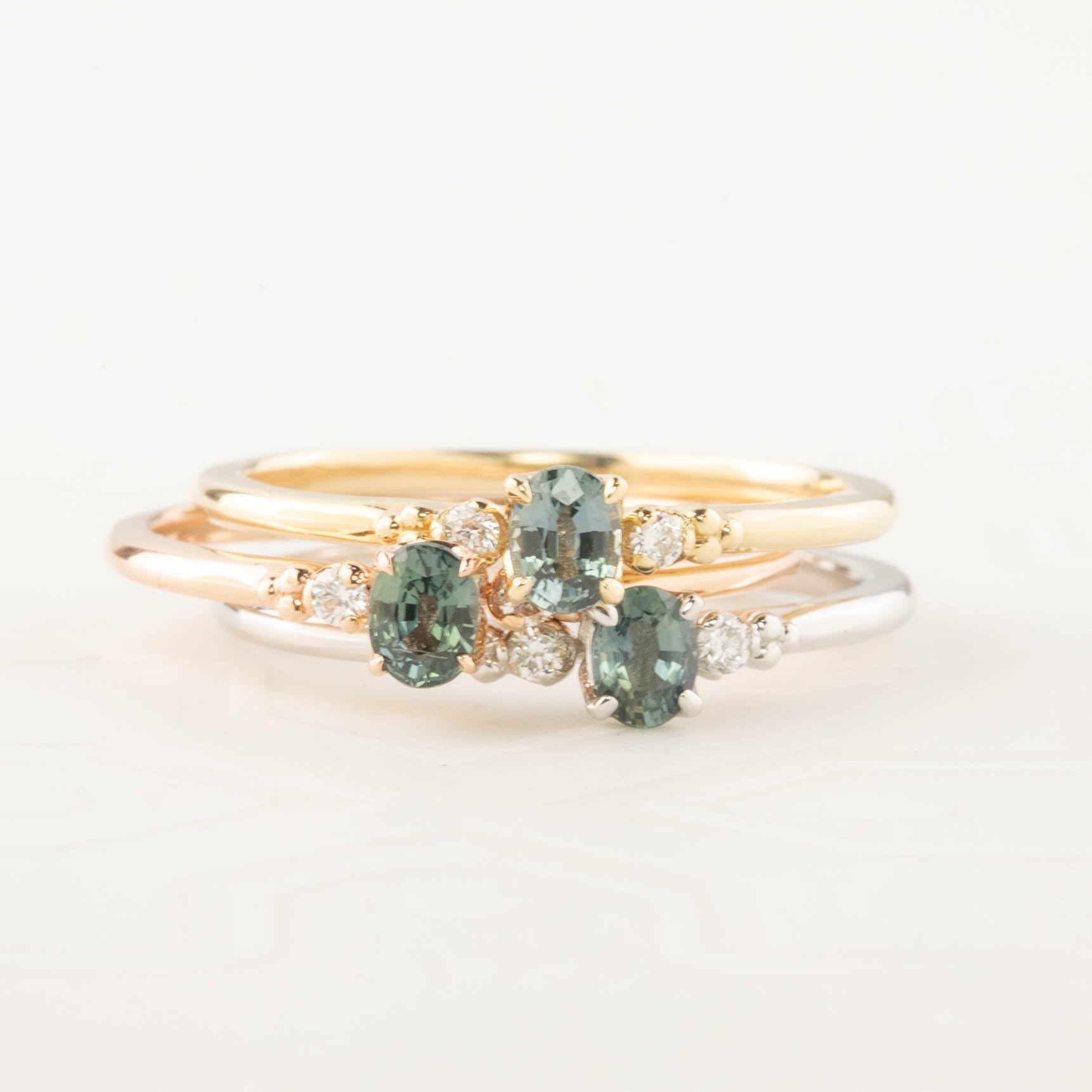 Estel Ring, 0.20ct Unheated Blue Green Sapphire