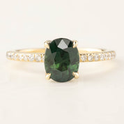 【即日配送】マリアリング ・1.65ct・加熱スリランカ産グリーンサファイア・K14YG