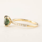 【即日配送】マリアリング ・1.65ct・加熱スリランカ産グリーンサファイア・K14YG
