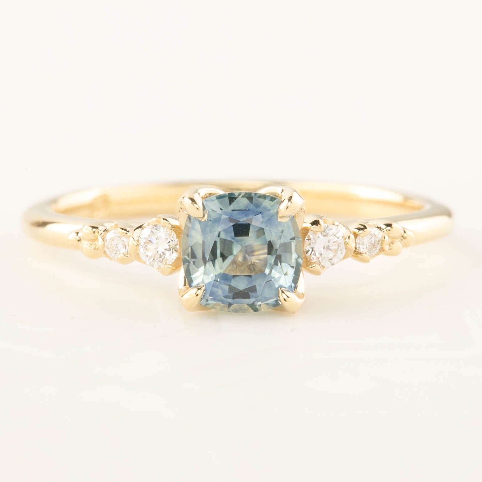 Estel Fleur Four Prongs Ring - 0.92ct Cushion Cut Light Blue Sapphire (One of a kind)