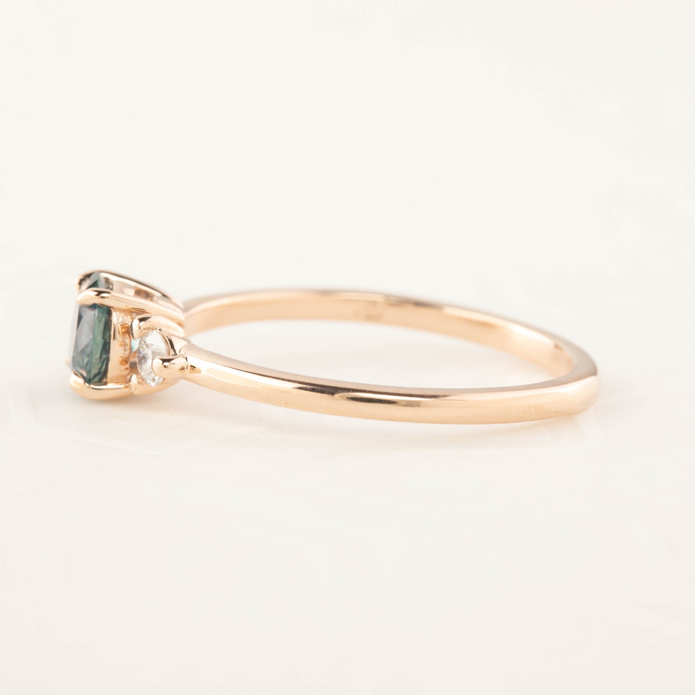 Emilie Ring - 0.66ct Blue-Green Montana Sapphire, 14k Rose Gold (One of a kind)