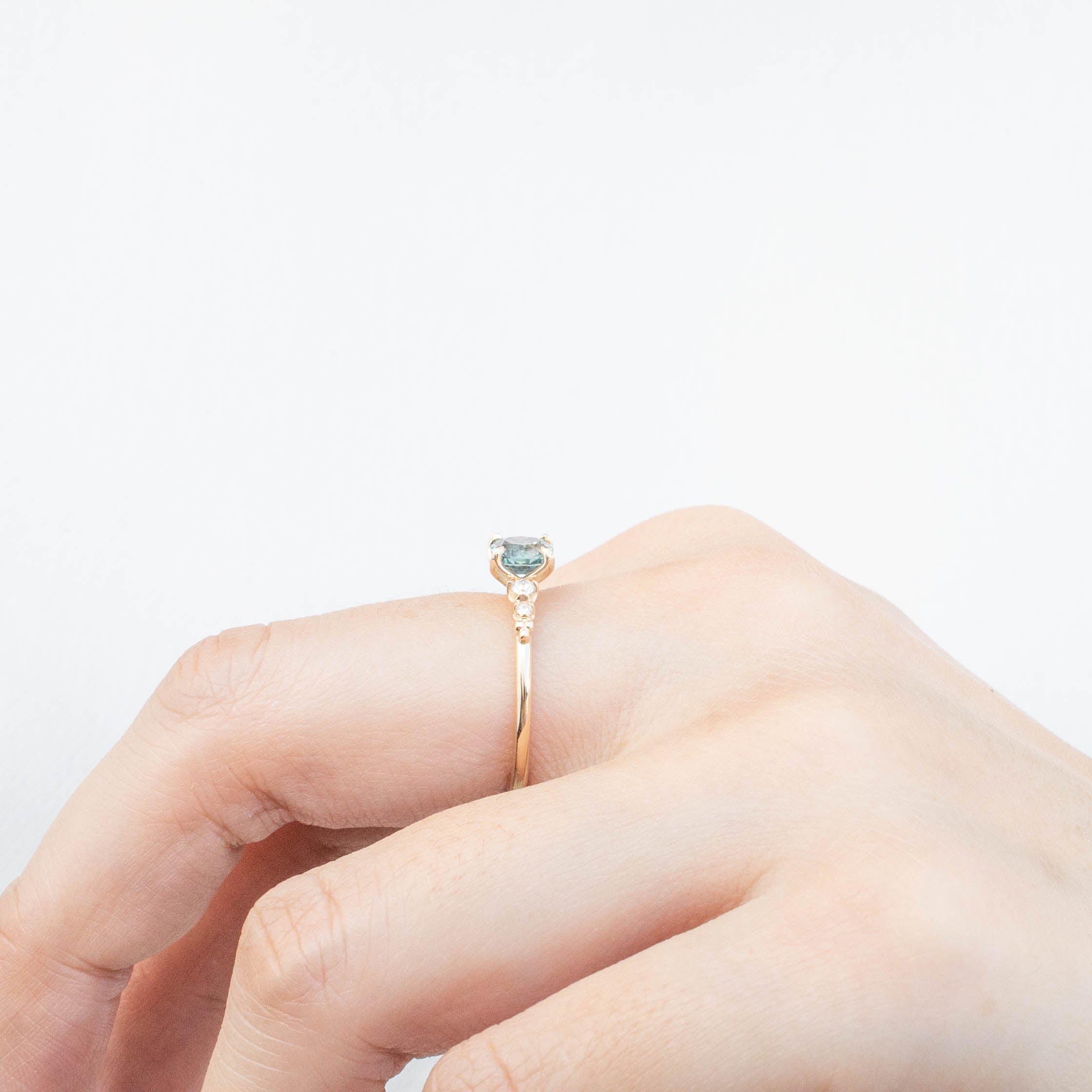 Estel Fleur Four Prongs Ring - 0.92ct Cushion Cut Light Blue Sapphire (One of a kind)