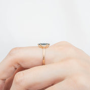 Lena Ring - 0.94ct Marquise Dark Blue Green Sapphire (One of a kind)