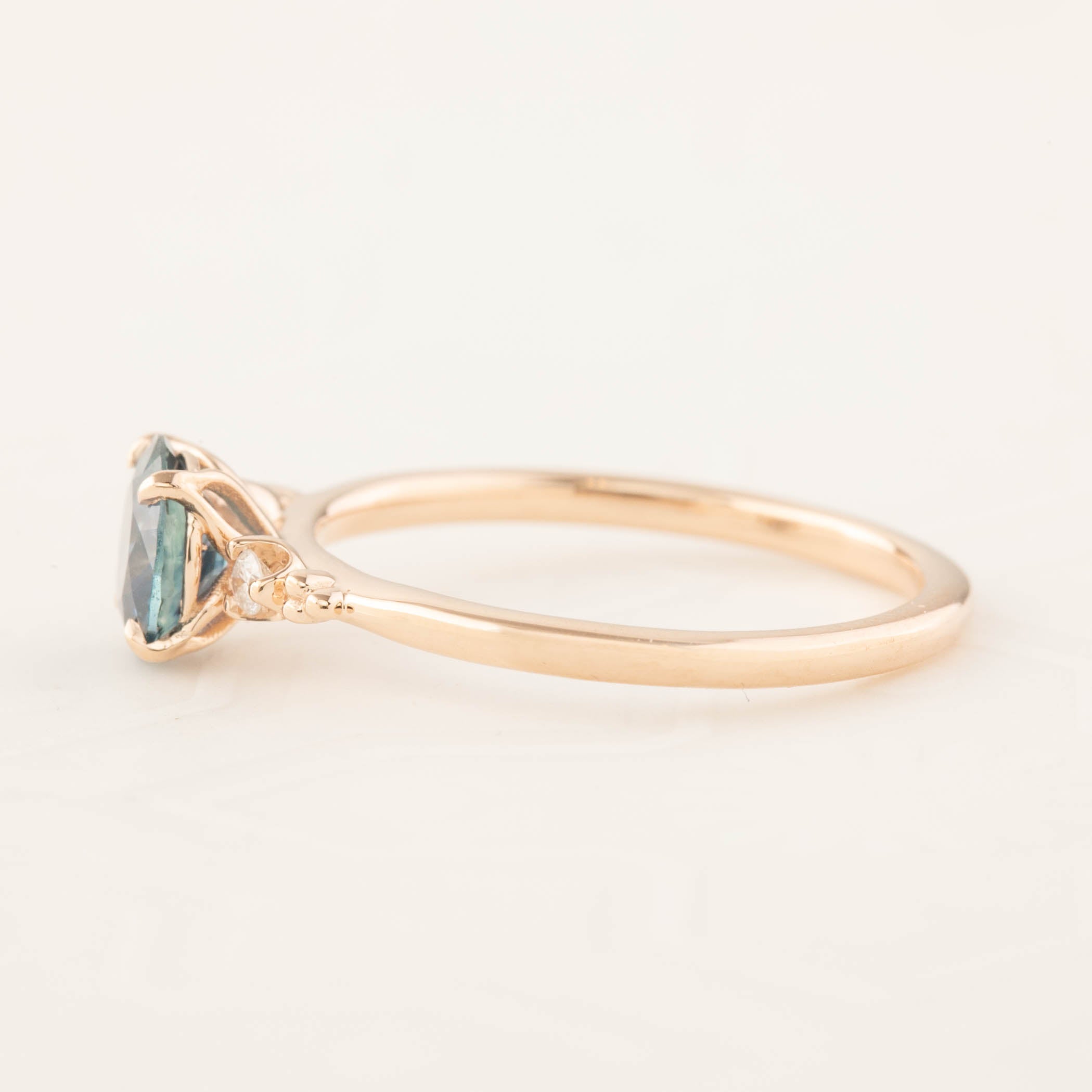 Estel Ring - 1.05ct Teal Blue Montana Sapphire, 14k Rose Gold (One of a kind)