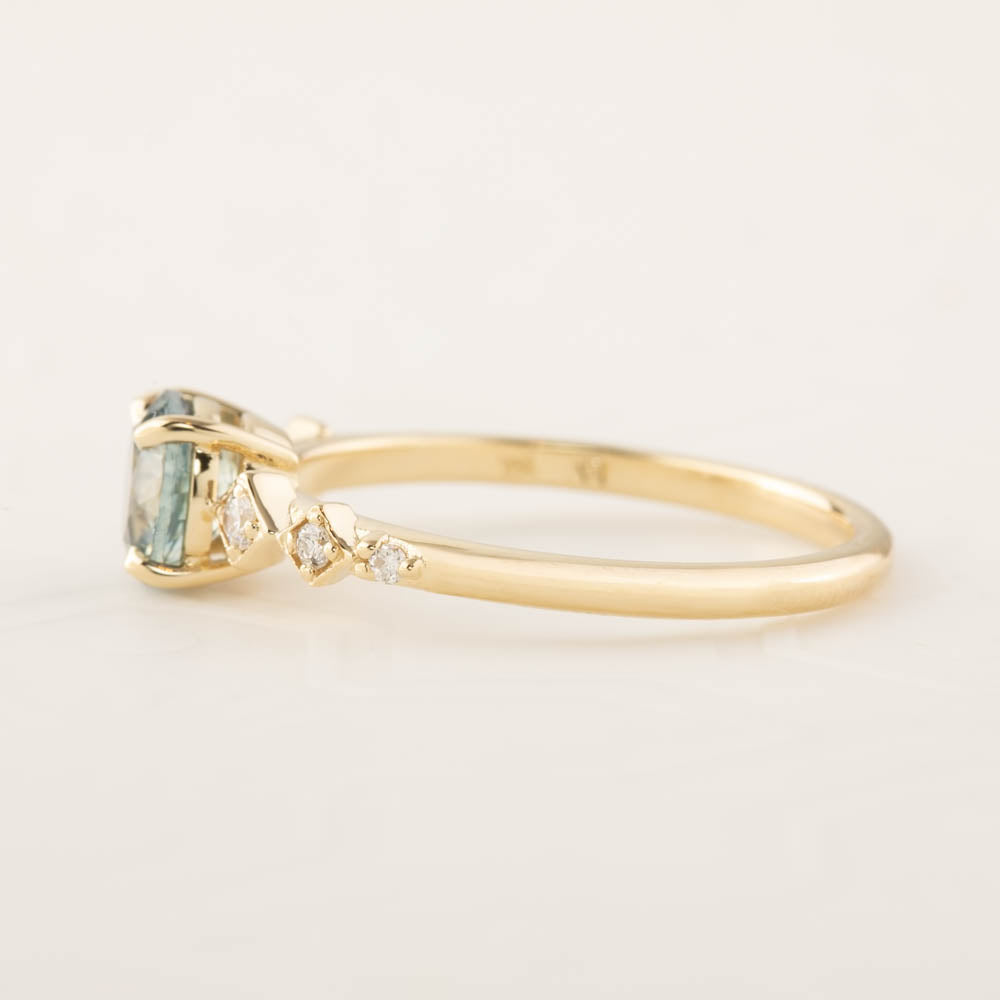 Celeste Ring - 1.1ct Light Green Montana Sapphire (one of a kind)