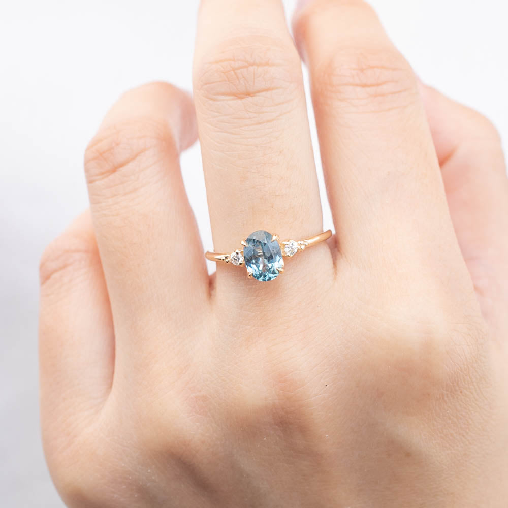 Estel Ring - 1.4ct Light Blue Green Montana Sapphire (One of a kind)