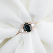 Olivia Ring 1.2ct Deep Teal Blue Queensland Sapphire, 14K Rose Gold (One of a kind)