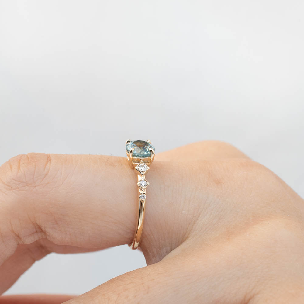 Celeste Ring - 1.1ct Light Green Montana Sapphire (one of a kind)