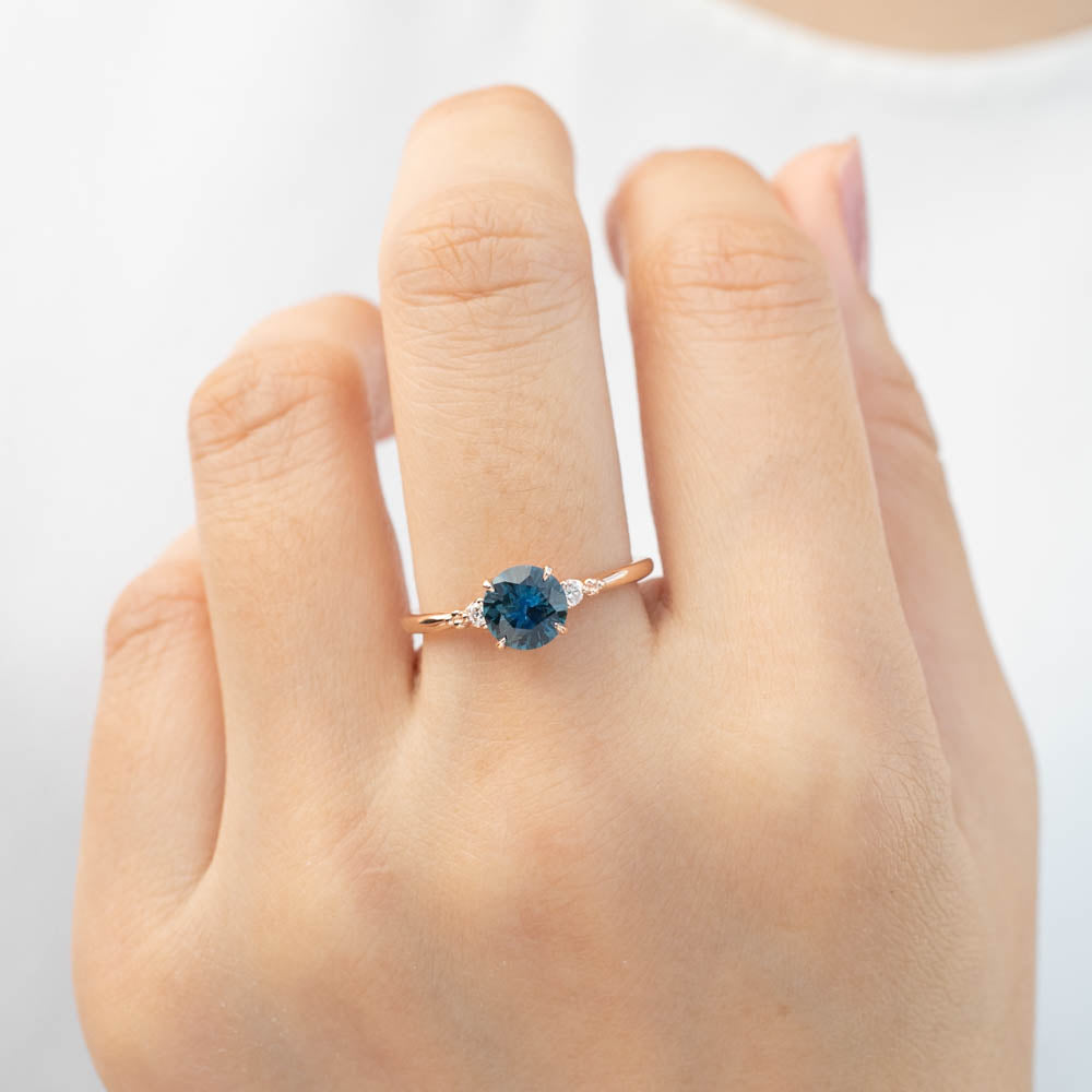 Estel Ring - 1.05ct Teal Blue Montana Sapphire, 14k Rose Gold (One of a kind)