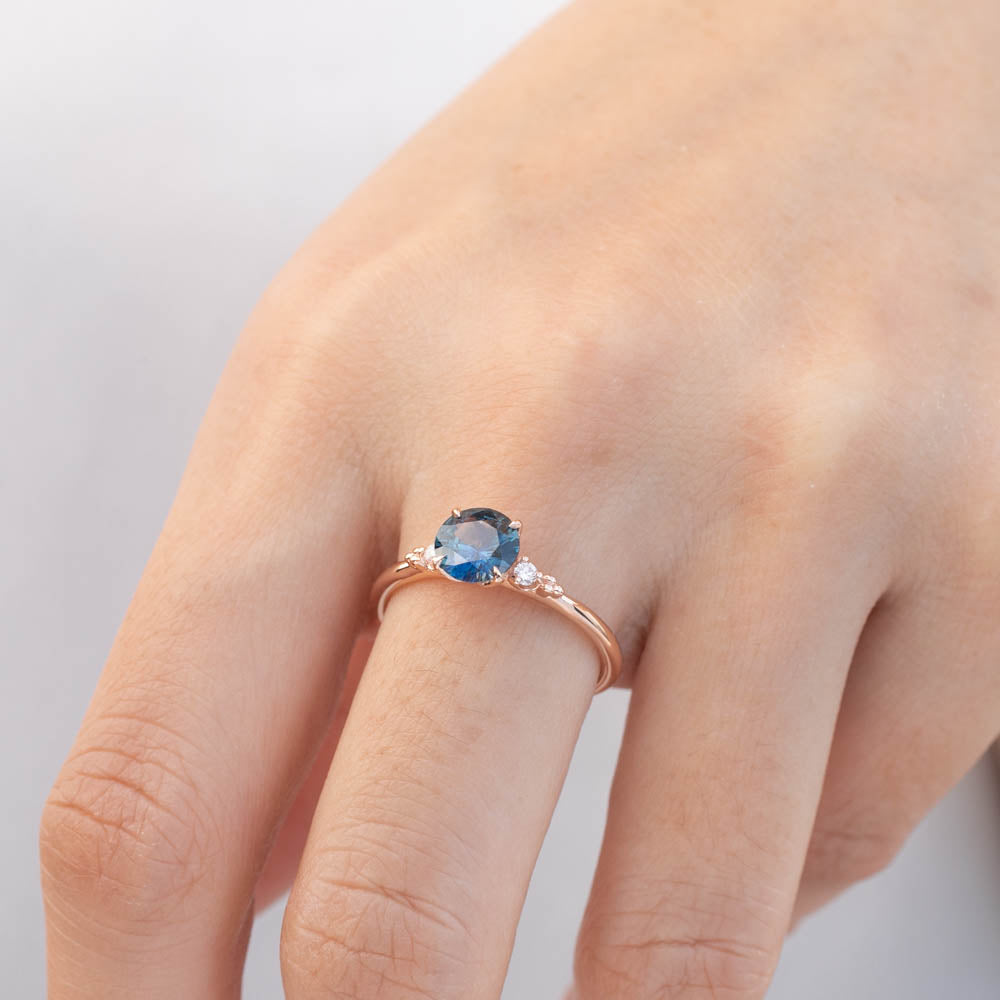 Estel Ring - 1.05ct Teal Blue Montana Sapphire, 14k Rose Gold (One of a kind)