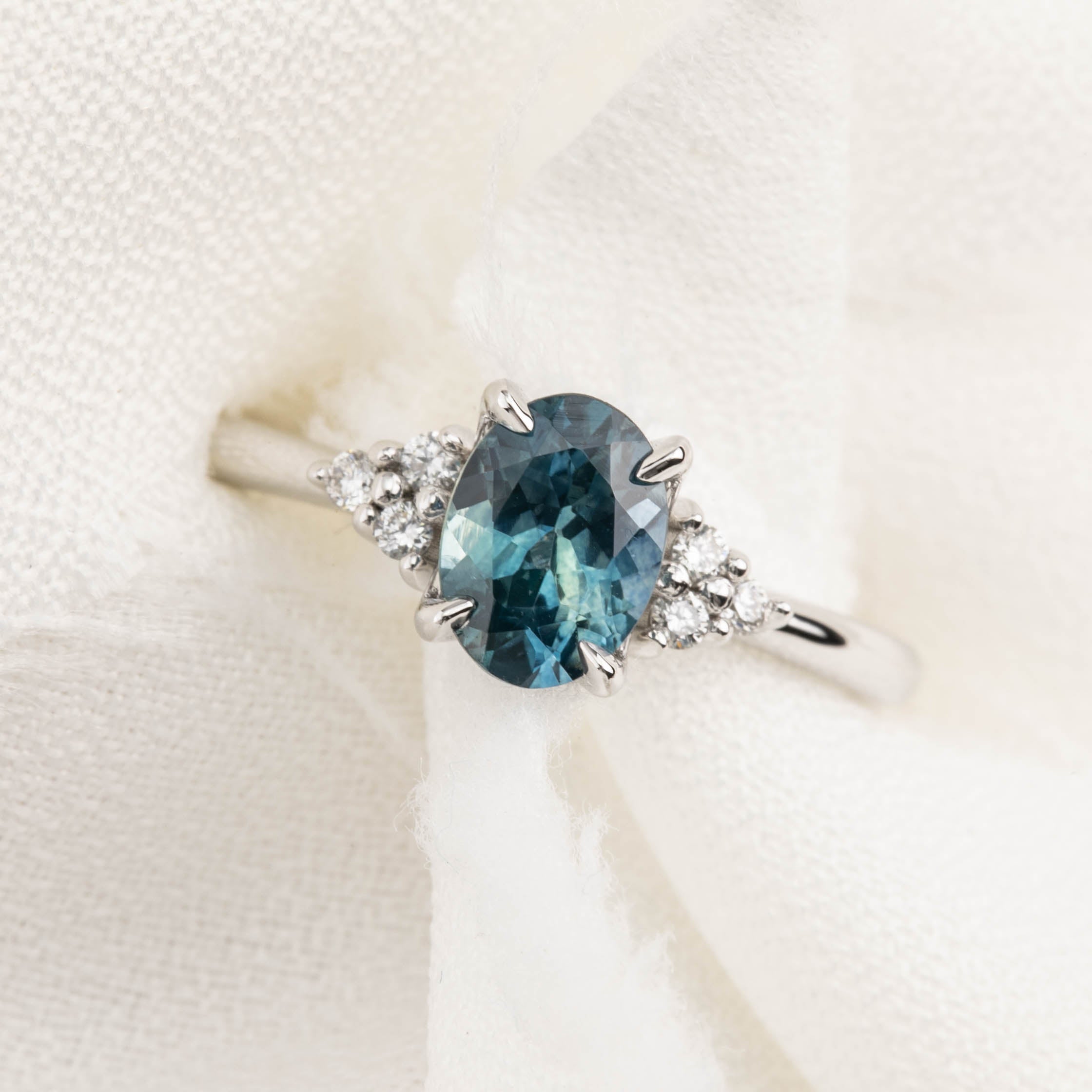 Teresa Ring 1.27ct Teal Blue Montana Sapphire, 14k White Gold (One of ...