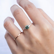 Estel Fleur Six Prongs Ring - 0.88ct Light Green Montana Sapphire Ring, 14k Rose Gold (One of a kind)